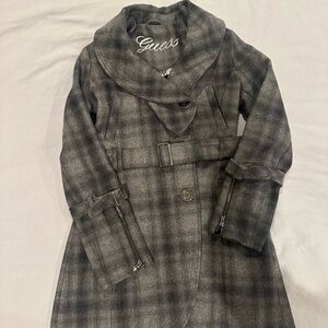 Guess Gray Plaid Coat